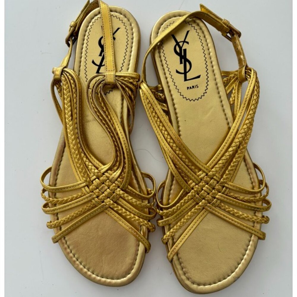 Vintage YSL Flat Sandal Gold Braids